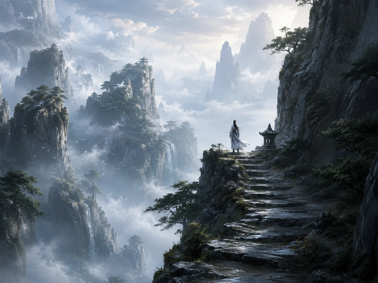 山岳与东方玄幻故事氛围